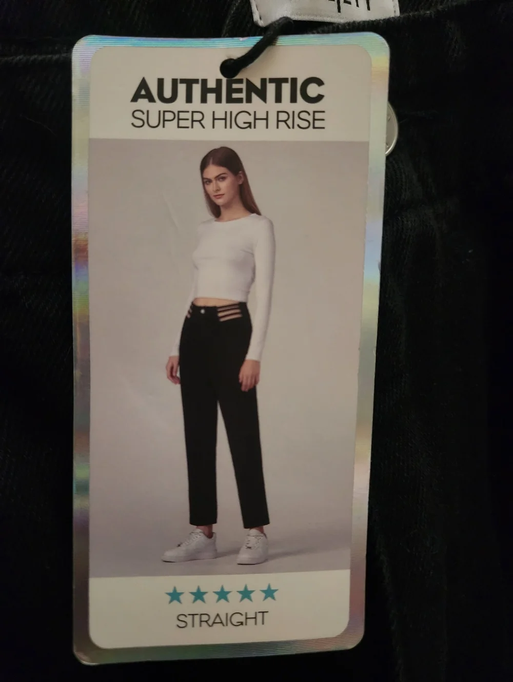 NWT Simple Society Black Cutout Hip Super High Rise Jeans Straight Leg Size 9/29